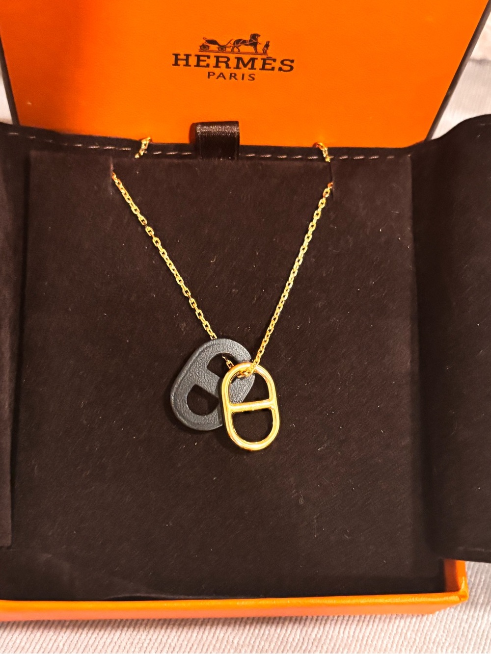 Hermes O’Maillon necklace, black leather - Picture 3 of 9